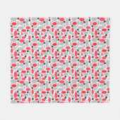 Couverture Polaire haricots et pois rétro rouge gris blanc motif (Devant (Horizontal))