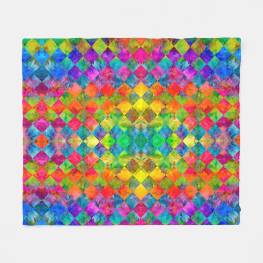 Couverture Polaire [Harlequin Cravate-Dye] À damiers fractal diamant (Devant (Horizontal))