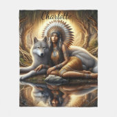 Couverture Polaire Harmonie de l'esprit autochtone avec un loup au cr (Devant)