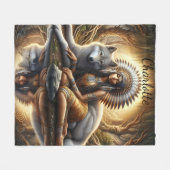 Couverture Polaire Harmonie de l'esprit autochtone avec un loup au cr (Devant (Horizontal))