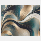 Couverture Polaire Harmonie d'or - Turquoise et Abstrait d'or (Devant (Horizontal))