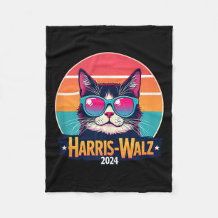 Couverture Polaire Harris Walz 2024 Chat Lunettes de soleil Retro Vin