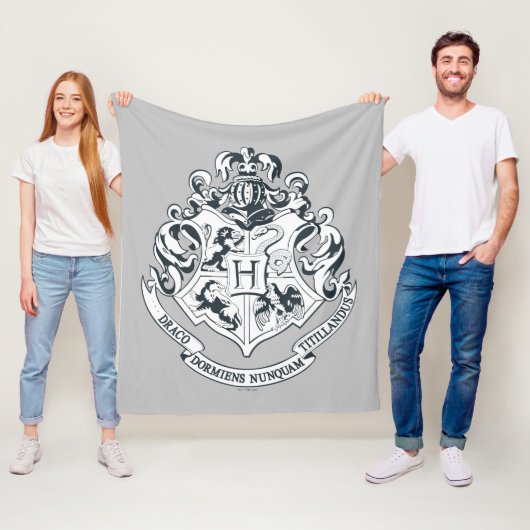 Couverture Polaire Harry Potter | Cimier de Poudlard - noir et blanc (En situation)