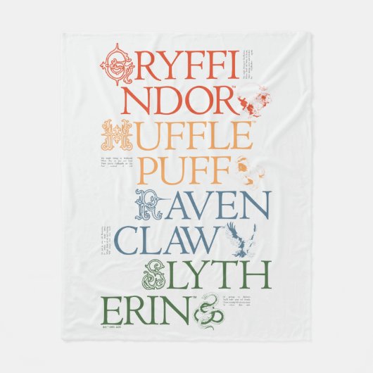 Couverture Polaire HARRY POTTER™ | Délicat Sketch HOGWARTS™ Maisons (Devant)