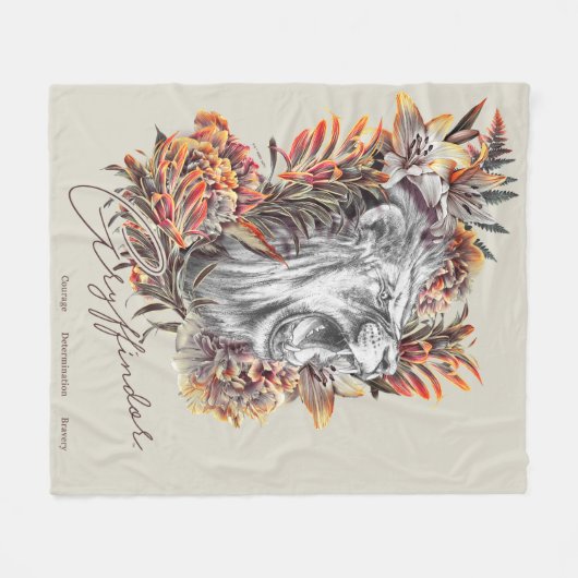 Couverture Polaire HARRY POTTER™ GRYFFINDOR™ Floral Graphisme (Devant (Horizontal))