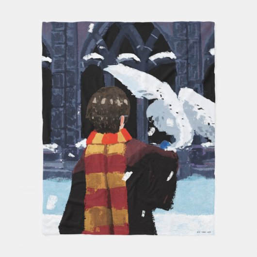Couverture Polaire HARRY POTTER™ & Hedwig dans la neige (Devant)