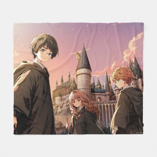 Couverture Polaire HARRY POTTER™ Hermione & Ron HOGWARTS™ Scène d'ani (Devant (Horizontal))