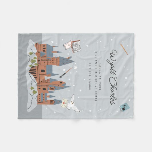 Couverture Polaire Harry Potter Hogwarts statistiques de naissance de (Devant (Horizontal))