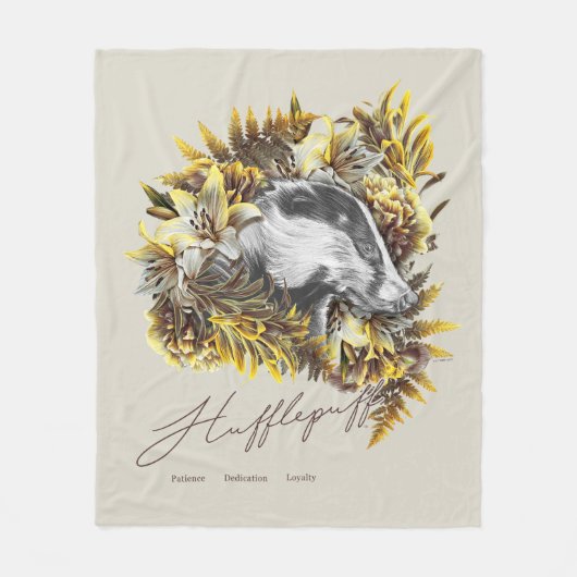 Couverture Polaire HARRY POTTER™ HUFFLEPUFF™ Graphique floral (Devant)