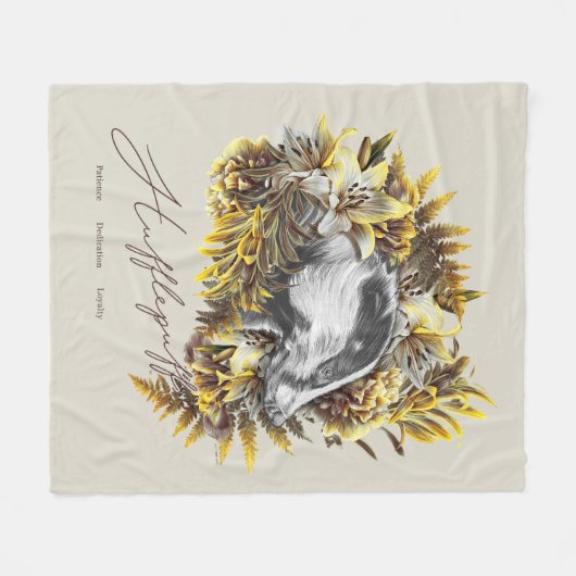 Couverture Polaire HARRY POTTER™ HUFFLEPUFF™ Graphique floral (Devant (Horizontal))