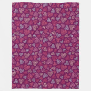 Couverture Polaire Hatched Scribbled Hearts Texture Motif