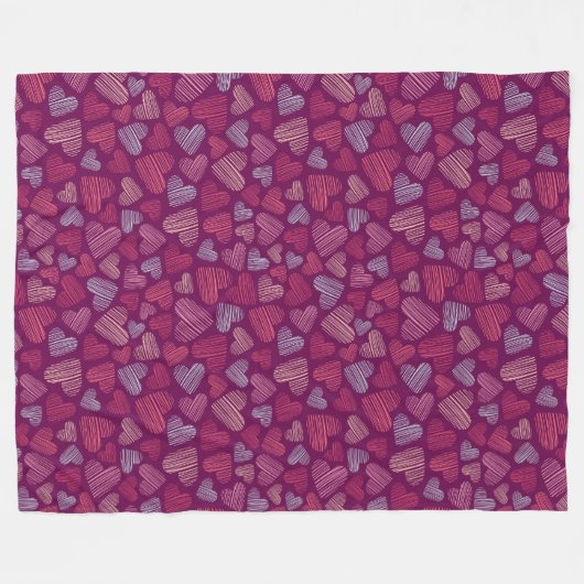 Couverture Polaire Hatched Scribbled Hearts Texture Motif (Devant (Horizontal))