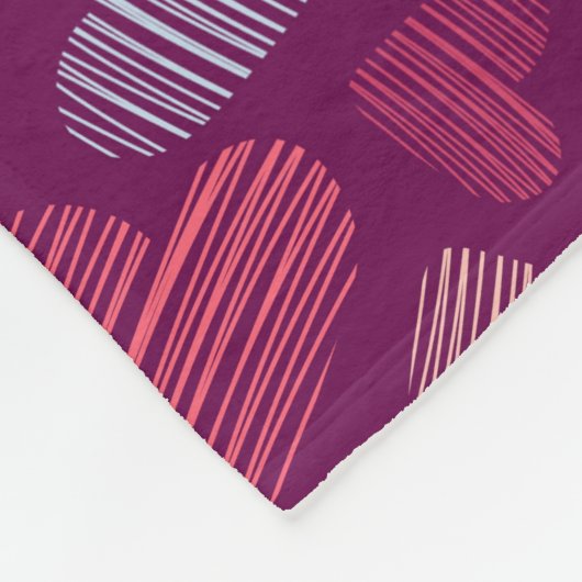 Couverture Polaire Hatched Scribbled Hearts Texture Motif (Coin)