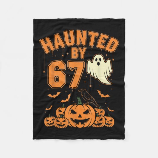 Couverture Polaire Haunted By 67 – Funny Ghost And Pumpkin Halloween (Devant)
