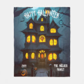 Couverture Polaire Hauny House Happy Halloween Nom de famille | Année (Devant)