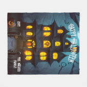 Couverture Polaire Hauny House Happy Halloween Nom de famille | Année (Devant (Horizontal))