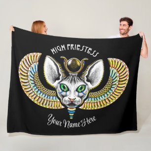 Couverture Polaire Haute Prêtre égyptienne Magie noire Sphynx Chat Re