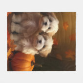 Couverture Polaire Havanais chiot automne ravi Citrouille (Devant (Horizontal))