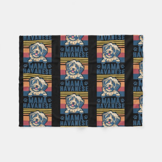 Couverture Polaire Havanese Mama Mother Retro Toxits Dog Maman  (Devant (Horizontal))