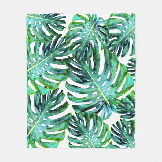 Couverture Polaire Hawaï Feuille de Monstera Végétation Tropicale Mod (Devant)
