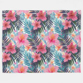 Couverture Polaire Hawaïen Print fleurs d'hibiscus doux (Devant (Horizontal))