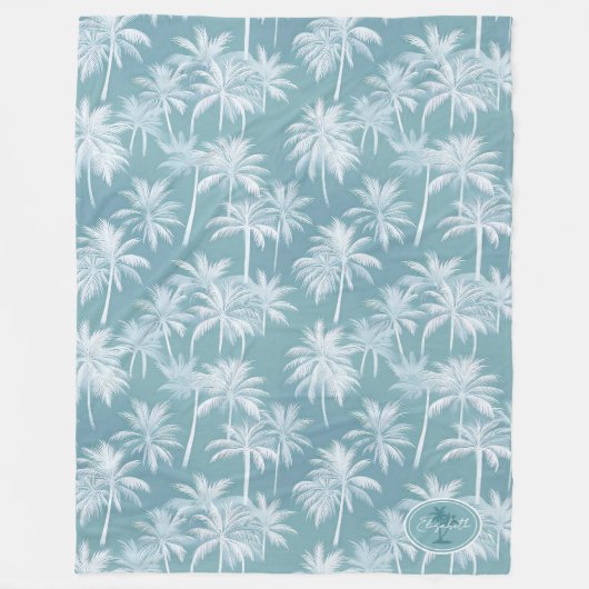Couverture Polaire Hawaiian Palm Tree Silhouette Motif Turquoise ID10 (Devant)