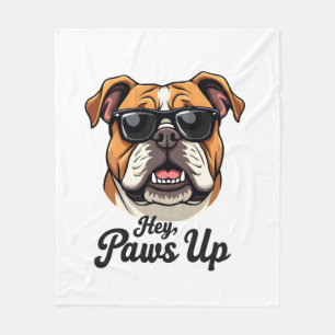 Couverture Polaire Hé Paws Up Bulldog Vintage avec Lunettes de Soleil