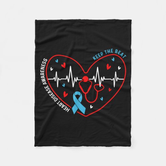 Couverture Polaire Heart Disease Awareness Heartbeat Survivor Warrior (Devant)