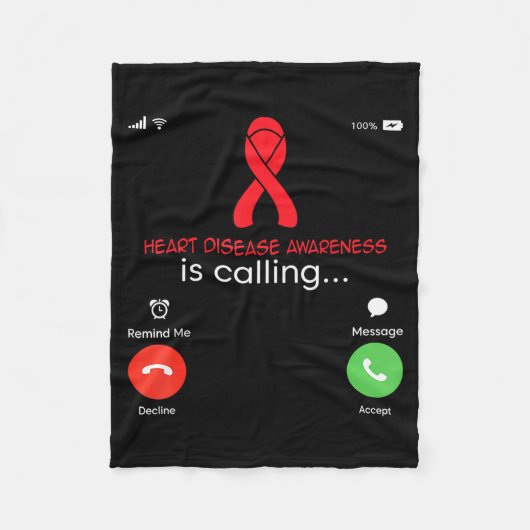 Couverture Polaire Heart Disease Awareness Red Ribbon Heart Attack Su (Devant)