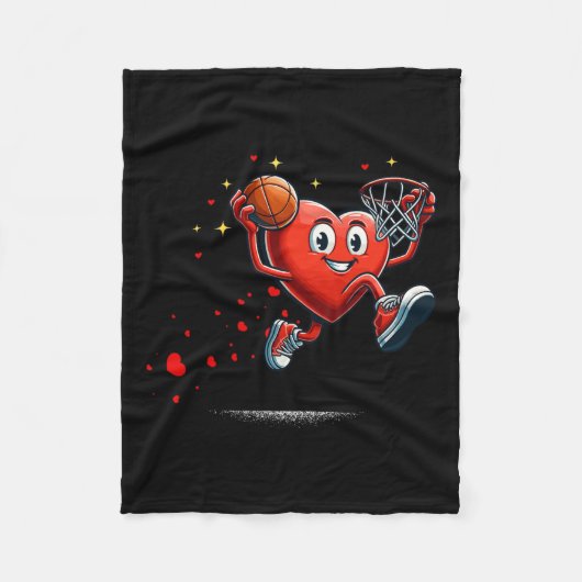 Couverture Polaire Heart Dunking Valentines Day Basketball Enfants (Devant)