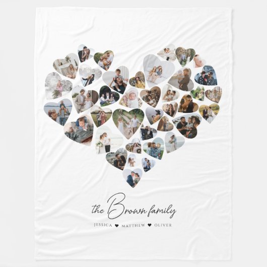 Couverture Polaire Heart Photo Collage 39 Photos Saint-Valentin (Devant)