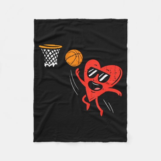 Couverture Polaire Heart Playing Basketball Cute Valentines Day Srts (Devant)