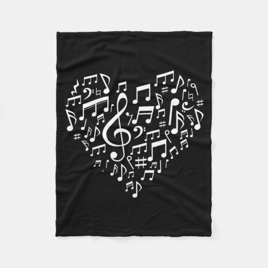 Couverture Polaire Heart Shape Musical Notes Music Lovers Gift Valent (Devant)