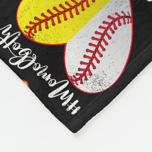 Couverture Polaire Heart Softball Baseball Maman des deux Fête des Mè (Coin)
