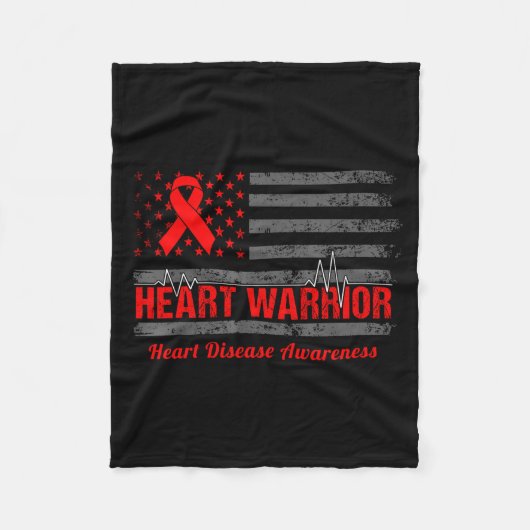 Couverture Polaire Heart Warrior American Flag Heart Disease Awarenes (Devant)