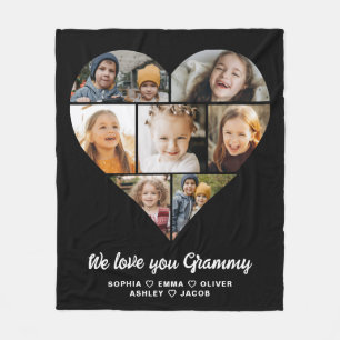 Couverture Polaire Heart We Love You Grammy Family Photo Collage
