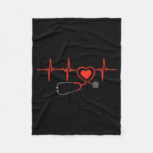 Couverture Polaire Heartbeat Scrub Valentine Nurse Valentines Day Rn (Devant)