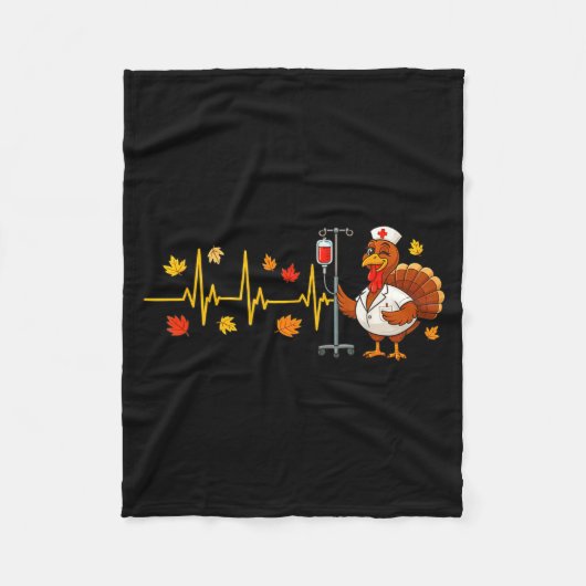 Couverture Polaire Heartbeat Turkey Funny Nurse Thanksgiving Fall Des (Devant)