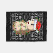 Couverture Polaire Hedgehog Christmas Lights Ugly Sweater Funny Santa (Devant (Horizontal))