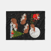 Couverture Polaire Hedgehog Santa Sleigh Flying Funny Magical Christm (Devant (Horizontal))