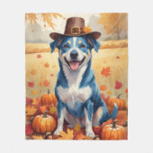 Couverture Polaire Heeler Bleu À L'Automne Feuilles Thanksgiving Art (Devant)