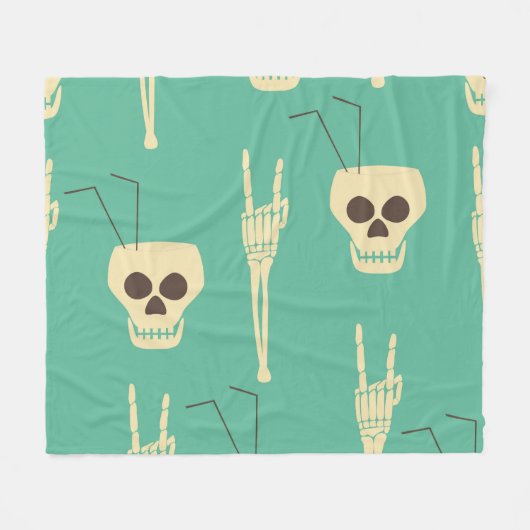 Couverture Polaire Hell Party : Skeleton Halloween Design (Devant (Horizontal))