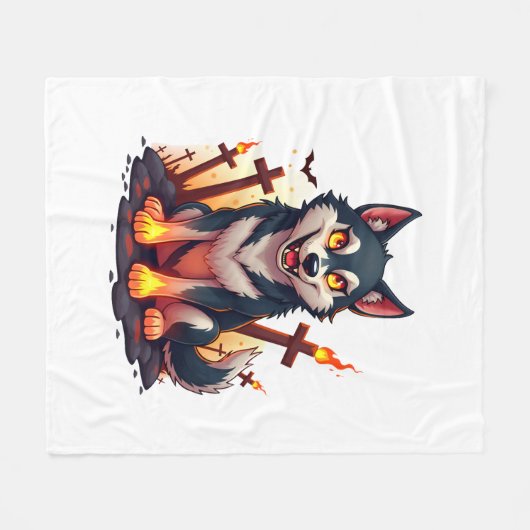Couverture Polaire Hellhound Husky Chien (Devant (Horizontal))