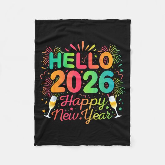 Couverture Polaire Hello 2026 Happy New Year Eve Party Countdown Fire (Devant)