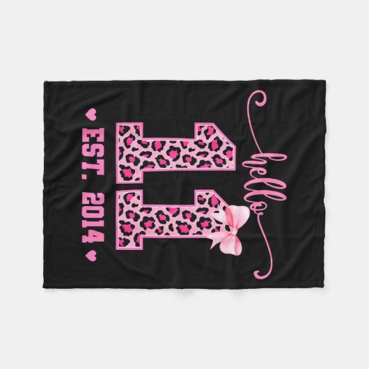 Couverture Polaire Hello Eleven Est 2014 Coquette Bow 11th Birthday G (Devant (Horizontal))