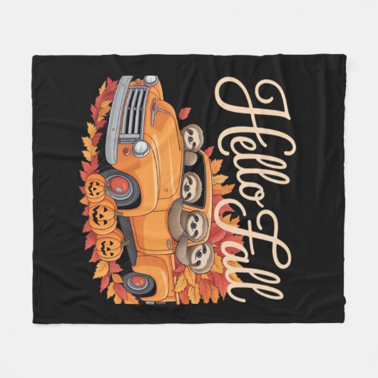 Couverture Polaire Hello Fall Funny Sloth Halloween pumkin Classic T- (Devant (Horizontal))