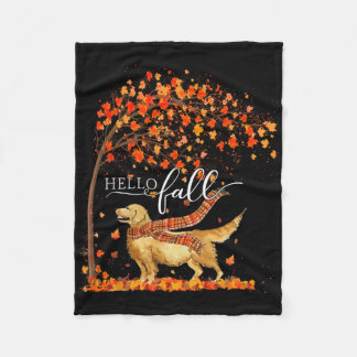 Couverture Polaire Hello Fall Tree Thanksgiving Dog Lover Golden Retr