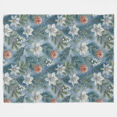 Couverture Polaire Hello Winter Pines & Flowers (Devant (Horizontal))