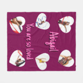 Couverture Polaire Her Valentine’s Day 6 Heart Shaped Photos Collage (Devant (Horizontal))