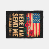 Couverture Polaire Here I Am Send Me American Flag Cross Isaiah 6_8 B (Devant (Horizontal))